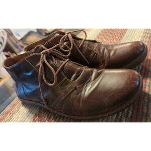 Men's Born Boots Dark Brown Leather Lace Up Wrinkle Distressed 11? See Pics